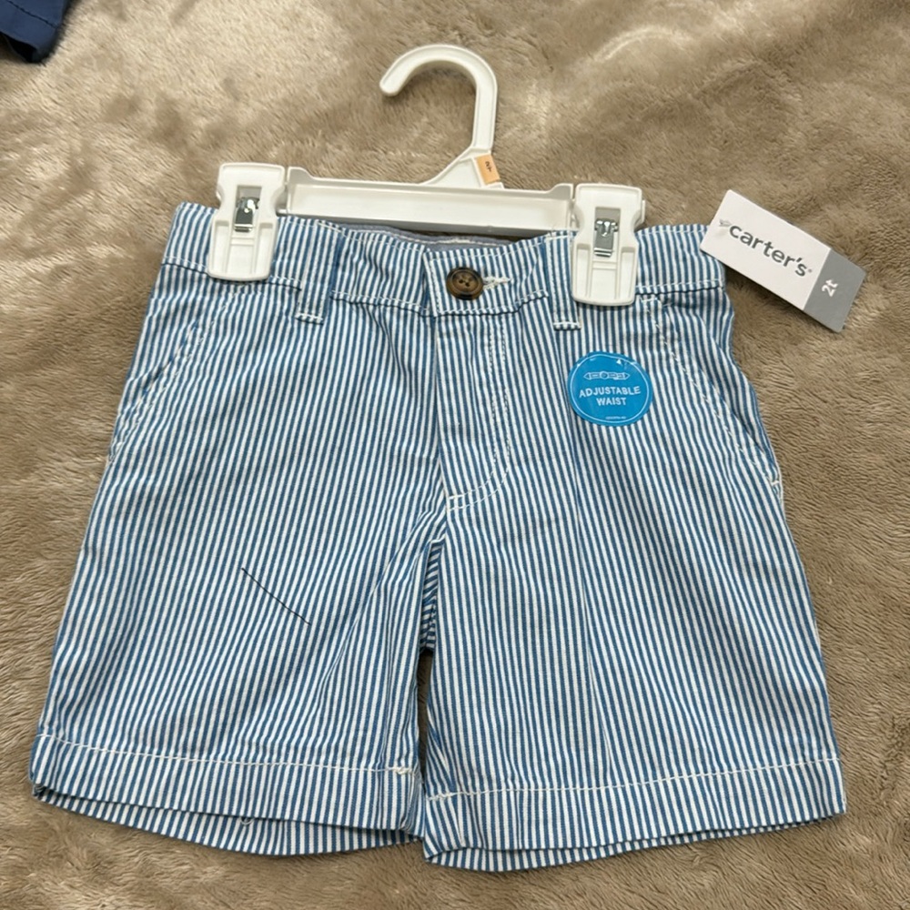2T shorts blue & white NWT carters
